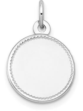 21mm x 15mm Solid 14k White Gold Plain .009 Gauge Circular Engravable Disc Charm Pendant